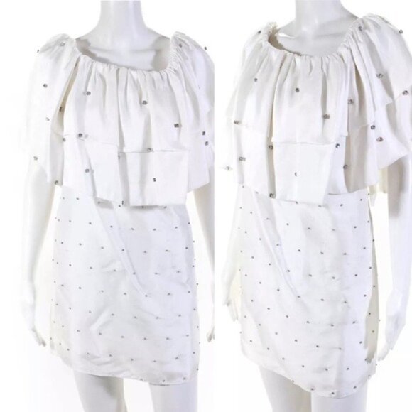 Azeeza Dress NWT Aurora Off Shoulder Mini Dress White XS new - Picture 6 of 14